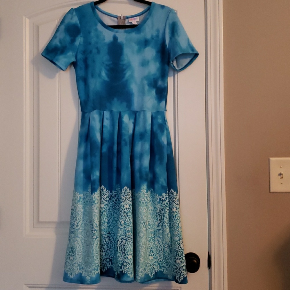 Blue and White LulaRoe Medium Amelia